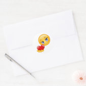 cute sweet emoji love hearts kiss classic round ラウンドシール (封筒)