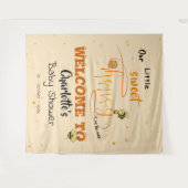 Cute Sweet Honey and Kawaii Eyeball Text Backdrop タペストリー (正面(横))