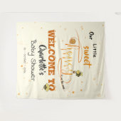 Cute Sweet Honey and Kawaii Eyeball Text Backdrop タペストリー (正面(横))