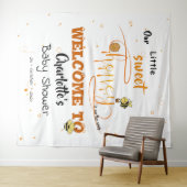 Cute Sweet Honey and Kawaii Eyeball Text Backdrop タペストリー (インサイチュ(横))