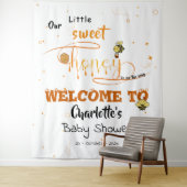 Cute Sweet Honey and Kawaii Eyeball Text Backdrop タペストリー (インサイチュ)