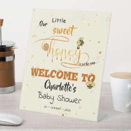 Cute Sweet Honey & Kawaii Eyeball Text Baby Shower 台座サイン