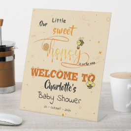 Cute Sweet Honey & Kawaii Eyeball Text Baby Shower 台座サイン