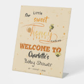 Cute Sweet Honey & Kawaii Eyeball Text Baby Shower 台座サイン (正面)