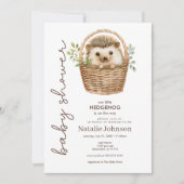 Cute Sweet Little Hedgehog Baby Shower Invitation 招待状 (正面)