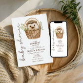 Cute Sweet Little Hedgehog Baby Shower Invitation 招待状