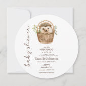 Cute Sweet Little Hedgehog Baby Shower Round 招待状 (正面)