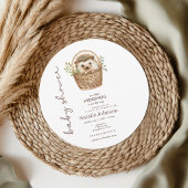 Cute Sweet Little Hedgehog Baby Shower Round 招待状