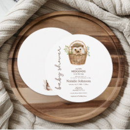Cute Sweet Little Hedgehog Baby Shower Round 招待状