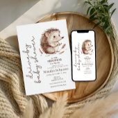 Cute Sweet Little Hedgehog Drive By Baby Shower 招待状