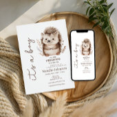 Cute Sweet Little Hedgehog Its A Boy Baby Shower 招待状
