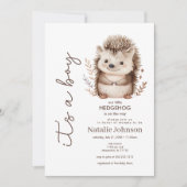 Cute Sweet Little Hedgehog Its A Boy Baby Shower 招待状 (正面)