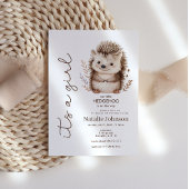 Cute Sweet Little Hedgehog Its A Girl Baby Shower 招待状
