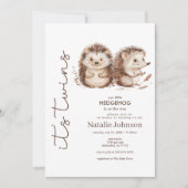 Cute Sweet Little Hedgehog Its Twins Baby Shower 招待状 (正面)