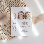 Cute Sweet Little Hedgehog Its Twins Baby Shower 招待状