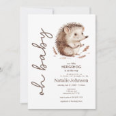 Cute Sweet Little Hedgehog Oh Baby Shower 招待状 (正面)