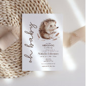 Cute Sweet Little Hedgehog Oh Baby Shower 招待状