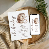 Cute Sweet Little Hedgehog Oh Baby Shower 招待状
