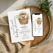 Cute Sweet Little Hedgehog Virtual Baby Shower 招待状