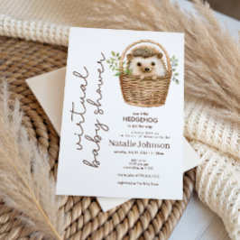 Cute Sweet Little Hedgehog Virtual Baby Shower 招待状