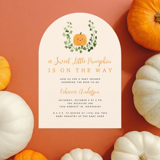 Cute Sweet Little Pumpkin Fall Baby Shower 招待状