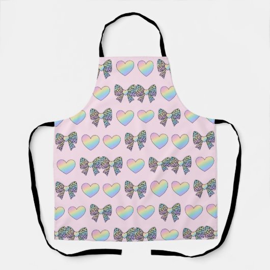  cute sweet rainbow hearts pastel gradient pattern エプロン (正面)