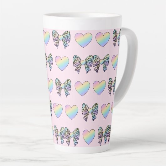  cute sweet rainbow hearts pastel gradient pattern カフェラテマグ (右アングル)