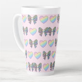  cute sweet rainbow hearts pastel gradient pattern カフェラテマグ (左アングル)