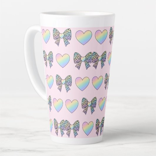  cute sweet rainbow hearts pastel gradient pattern カフェラテマグ (左アングル)