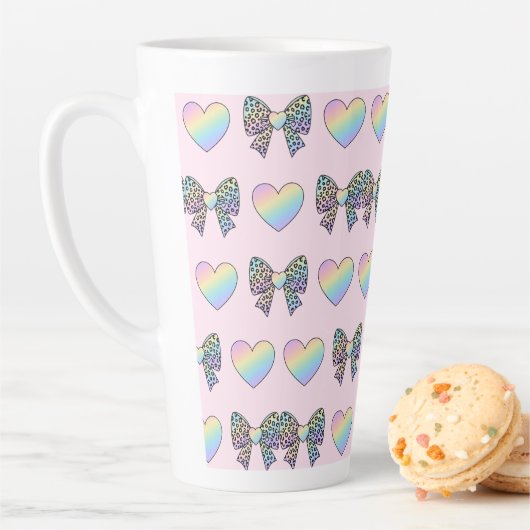  cute sweet rainbow hearts pastel gradient pattern カフェラテマグ (インサイチュ)