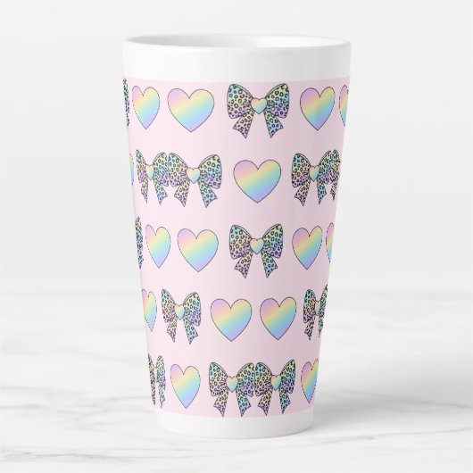  cute sweet rainbow hearts pastel gradient pattern カフェラテマグ (正面)