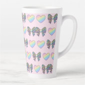  cute sweet rainbow hearts pastel gradient pattern カフェラテマグ (右)