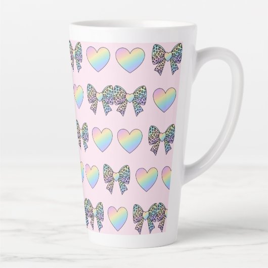  cute sweet rainbow hearts pastel gradient pattern カフェラテマグ (右)