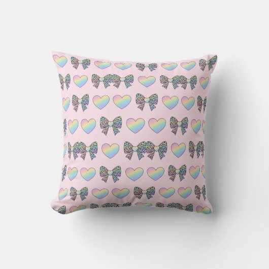  cute sweet rainbow hearts pastel gradient pattern クッション (正面)