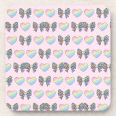  cute sweet rainbow hearts pastel gradient pattern コースター (正面)