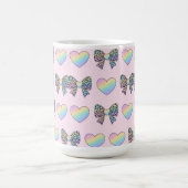 cute sweet rainbow hearts pastel gradient pattern コーヒーマグカップ (中央)