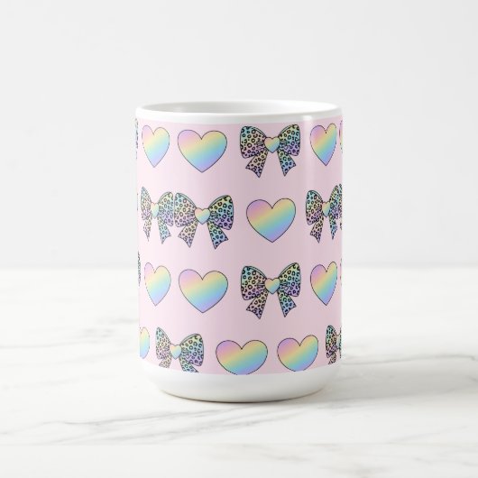  cute sweet rainbow hearts pastel gradient pattern コーヒーマグカップ (中央)