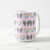 cute sweet rainbow hearts pastel gradient pattern コーヒーマグカップ (正面右)