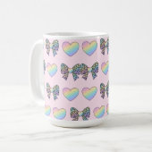 cute sweet rainbow hearts pastel gradient pattern コーヒーマグカップ (正面左)
