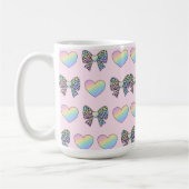 cute sweet rainbow hearts pastel gradient pattern コーヒーマグカップ (左)