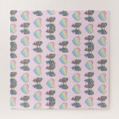  cute sweet rainbow hearts pastel gradient pattern ジグソーパズル (横)