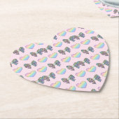  cute sweet rainbow hearts pastel gradient pattern ペーパーコースター (アングル)