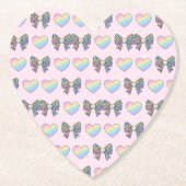  cute sweet rainbow hearts pastel gradient pattern ペーパーコースター (正面)