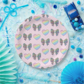  cute sweet rainbow hearts pastel gradient pattern ペーパープレート (パーティー)