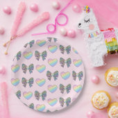  cute sweet rainbow hearts pastel gradient pattern ペーパープレート (パーティー)