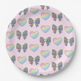  cute sweet rainbow hearts pastel gradient pattern ペーパープレート