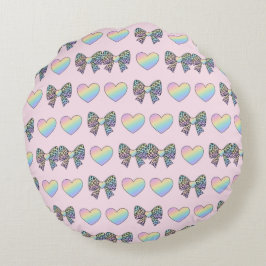  cute sweet rainbow hearts pastel gradient pattern ラウンドクッション
