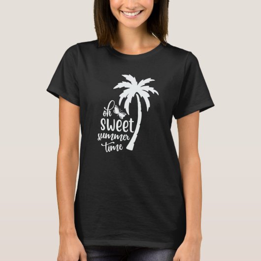 Cute Sweet Summertime Summer With A Palm Tree Beac Tシャツ (正面)