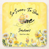 Cute Sweet To Bee One Wildflower 1st birthday スクエアペーパーコースター (正面)