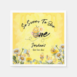 Cute Sweet To Bee One Wildflower 1st birthday スタンダードカクテルナプキン